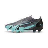 Detailed information about the product ULTRA MATCH RUSH FG/AG Unisex Football Boots in Strong Gray/White/Elektro Aqua, Size 14, Textile by PUMA