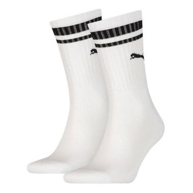 Unisex Crew Heritage Stripe Socks 2 Pack in White, Size 3.5