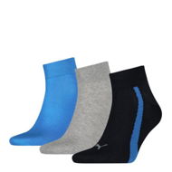 Detailed information about the product Unisex Lifestyle Quarter Socks 3 pack in Navy/Grey/Strong Blue, Size 3.5
