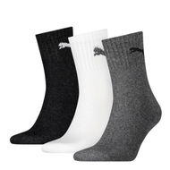 Detailed information about the product Unisex Short Crew Socks 3 Pack in grey/white/black, Size 3.5