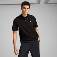 Detailed information about the product WARDROBE ESS Pique Relaxed Men's Polo Top in Black, Size Small, Cotton by PUMA