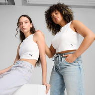 Detailed information about the product WARDROBE ESS Ribbed Women's Crop Top in White, Size XS, Cotton/Polyester/Elastane by PUMA