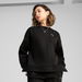 WARDROBE ESSENTIALS Women's Oversized Crew Top in Black, Size Medium, Cotton/Polyester by PUMA. Available at Puma for $63.00