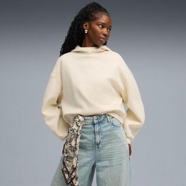 WARDROBE ESSENTIALS Women's Oversized Hoodie in Alpine Snow, Size XS, Cotton/Polyester by PUMA