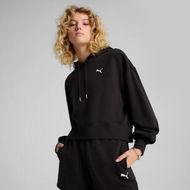 Detailed information about the product WARDROBE ESSENTIALS Women's Relaxed Cropped Hoodie in Black, Size XS, Cotton/Polyester by PUMA