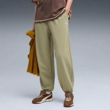 WARDROBE ESSENTIALS Women's Relaxed Sweatpants in Lux Army, Size Small, Cotton by PUMA