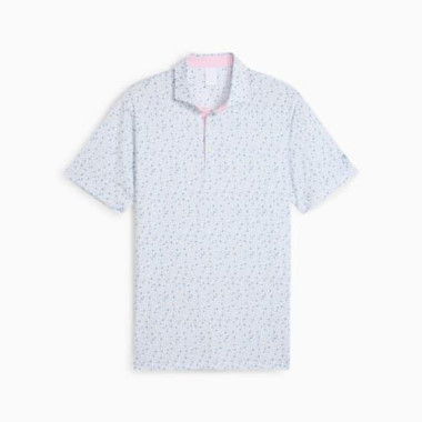 x ARNOLD PALMER Tea Time Men's Golf Polo Top in White Glow/Zen Blue, Size Medium by PUMA