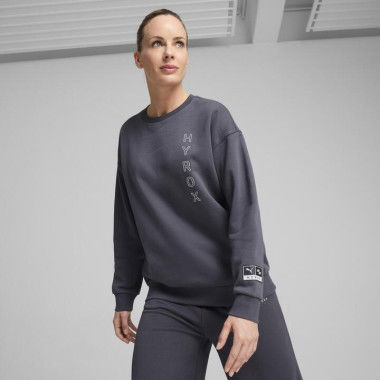 x HYROX Graphic Fleece Crew Women in Galactic Gray, Size Small, Cotton/Polyester by PUMA