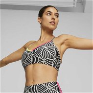 Detailed information about the product x lemlem Women's Low Impact Training Bra in Black/Ghost Pepper, Size Medium, Polyester/Elastane by PUMA