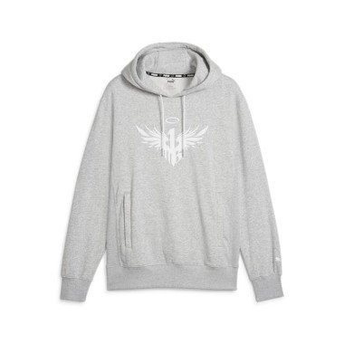 X MELO Men's Hoodie in Light Gray Heather, Size Large, Cotton/Polyester by PUMA