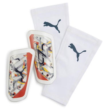 x NEYMAR JR Shin Guards in White/Hot Heat/Sun Stream, Size Large, Ethylenvinylacetat by PUMA