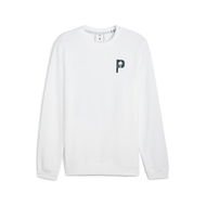 Detailed information about the product x PALM TREE CREW Glitch Graphic Men's Crew Top in White Glow, Size Medium, Cotton by PUMA