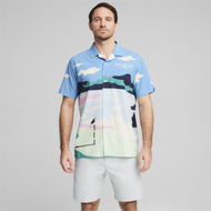 Detailed information about the product x PALM TREE CREW Golf Shirt in Regal Blue, Size Small, Polyester/Elastane by PUMA