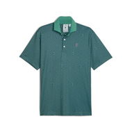 Detailed information about the product x PALM TREE CREW Men's Resort Polo Top in Deep Navy/Sparkling Green, Size Small, Polyester/Elastane by PUMA