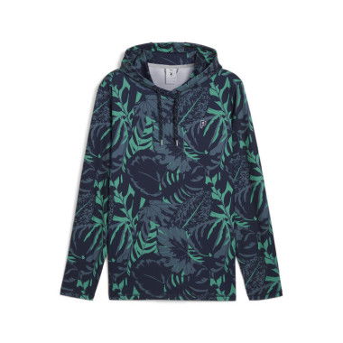 x PALM TREE CREW Palm Glitch Men's Hoodie in Deep Navy/Sparkling Green, Size Small, Polyester/Elastane by PUMA