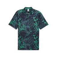 Detailed information about the product x PALM TREE CREW Palm Glitch Men's Polo Top in Deep Navy/Sparkling Green, Size Small, Polyester/Elastane by PUMA