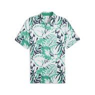 Detailed information about the product x PALM TREE CREW Palm Glitch Men's Polo Top in Sparkling Green/Fresh Mint, Size Medium, Polyester/Elastane by PUMA