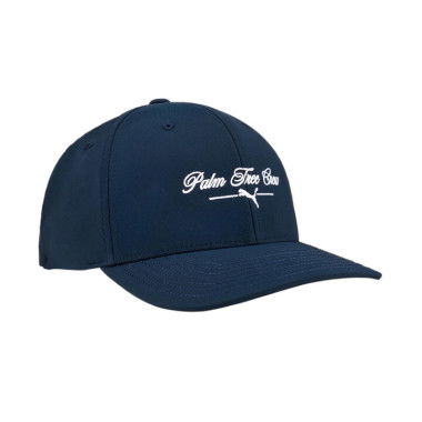 x Palm Tree Crew Script Men's Tech Cap in Deep Navy/White Glow, Polyester/Elastane by PUMA