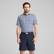 Detailed information about the product x PALM TREE CREW Tile Men's Golf Polo Top in White Glow/Deep Navy, Size Medium by PUMA