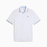 Detailed information about the product x PALM TREE CREW Tipped Men's Golf Polo Top in White Glow/Haute Tropic, Size Small, Polyester/Elastane by PUMA
