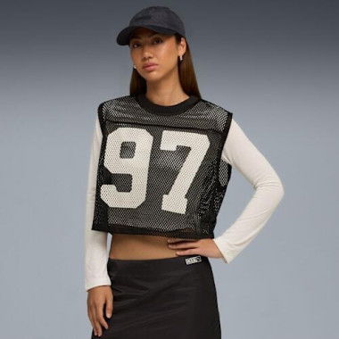 x ROSÃ‰ Women's Relaxed Mesh Top in Black, Size XS, Polyester by PUMA