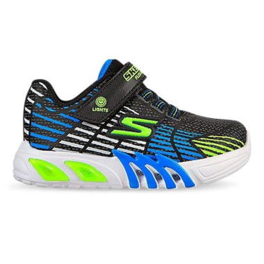 Skechers Flex Glow Elite (Td) Kids Black Blue Lime Shoes (Black - Size 5)